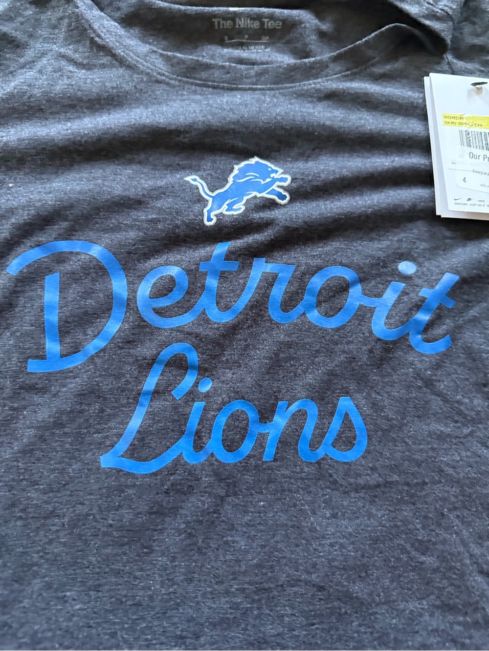 Nike Detroit Lions Short-Sleeve Tee with Blue Script small nwt nfl apparel small - Picture 3 of 6